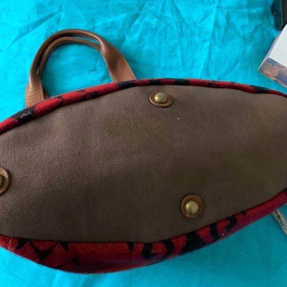 PENDLETON WOOL red orange Aztec large tote bag - Picture 7 of 10